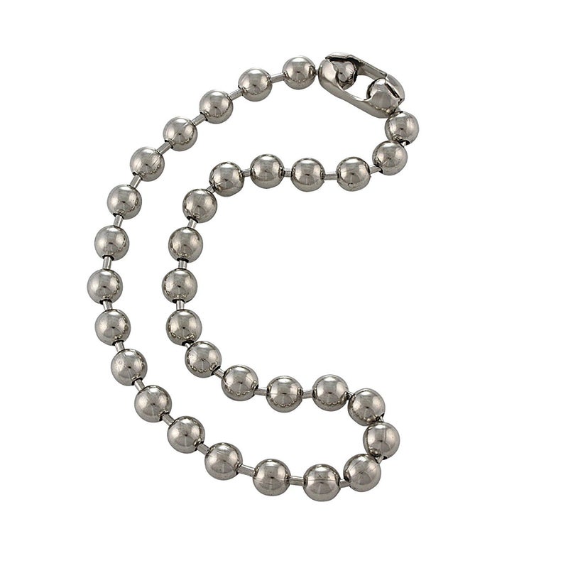 DragonWeave 9.5mm Extra Large Silver Steel Ball Chain Mens Necklace with Extra Durable Color Protect Finish - 18 inches - Image 1